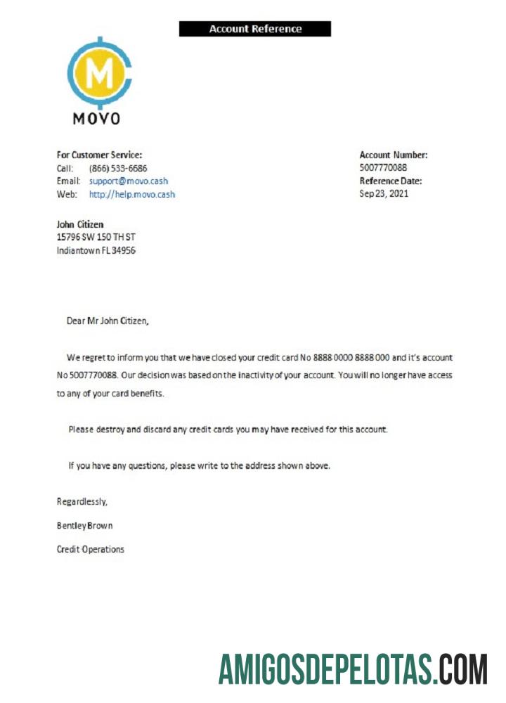 Referência de fechamento Movo dos EUA amostra